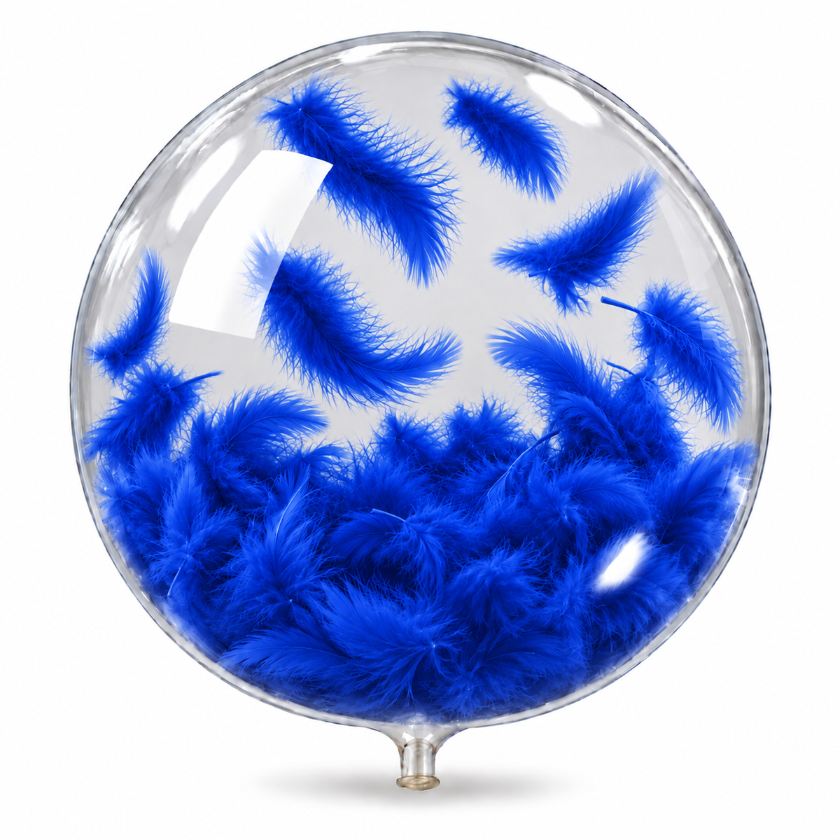 Globo burbuja 18 con plumas azul royal