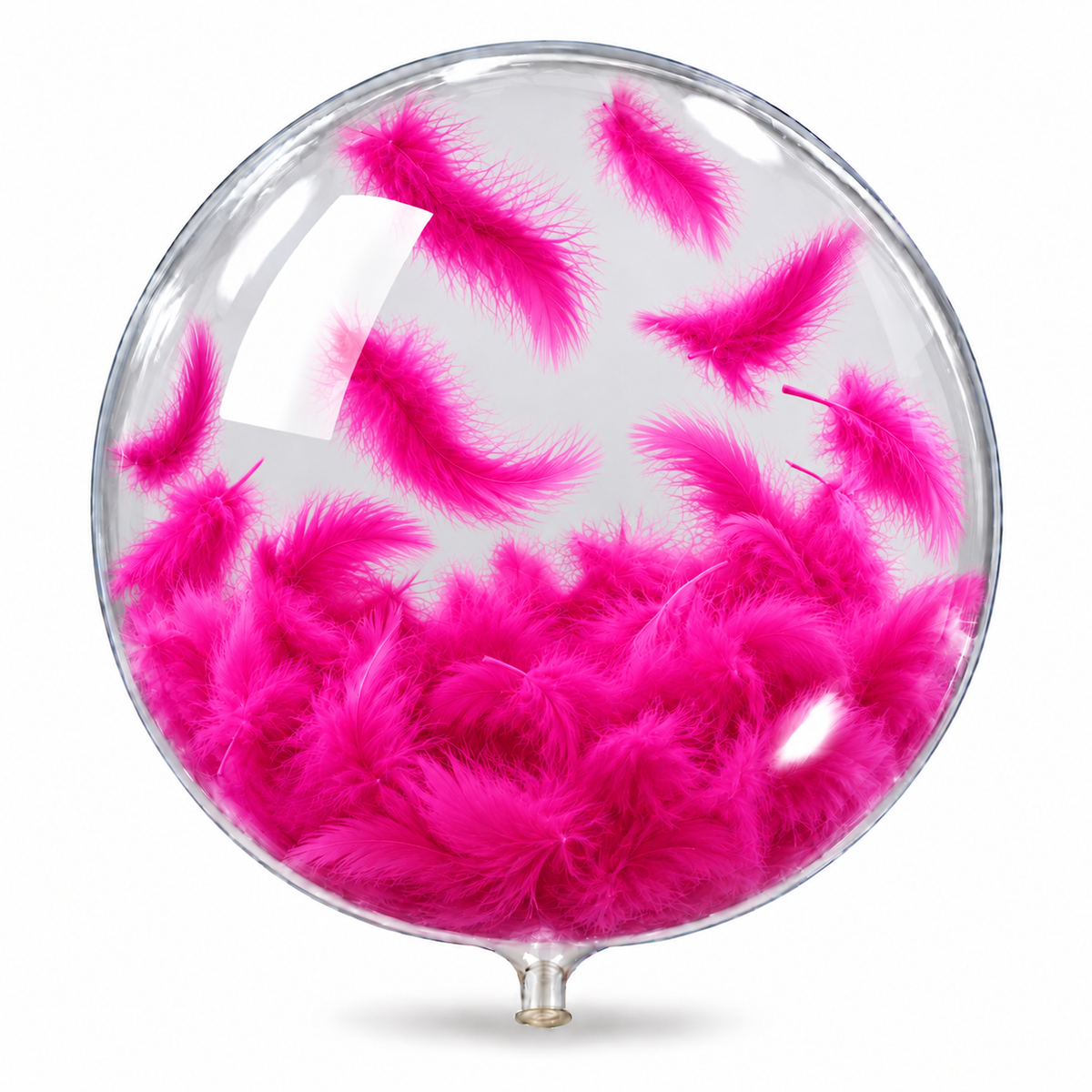 Globo burbuja 18 con plumas fucsia