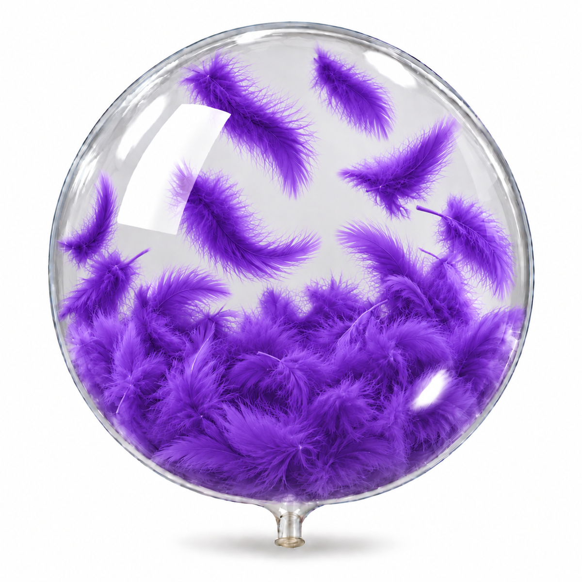Globo burbuja 18 con plumas moradas