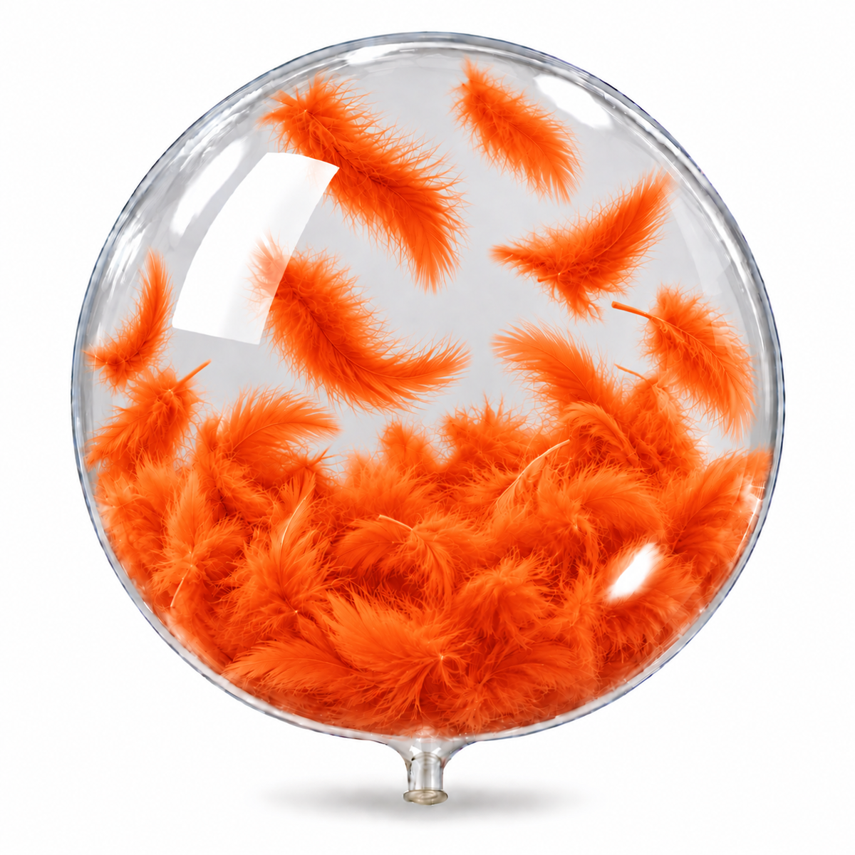 Globo burbuja 18 con plumas naranja