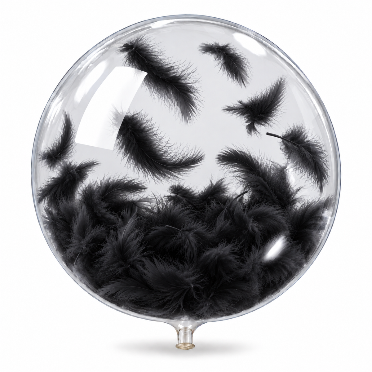 Globo burbuja 18 con plumas negras
