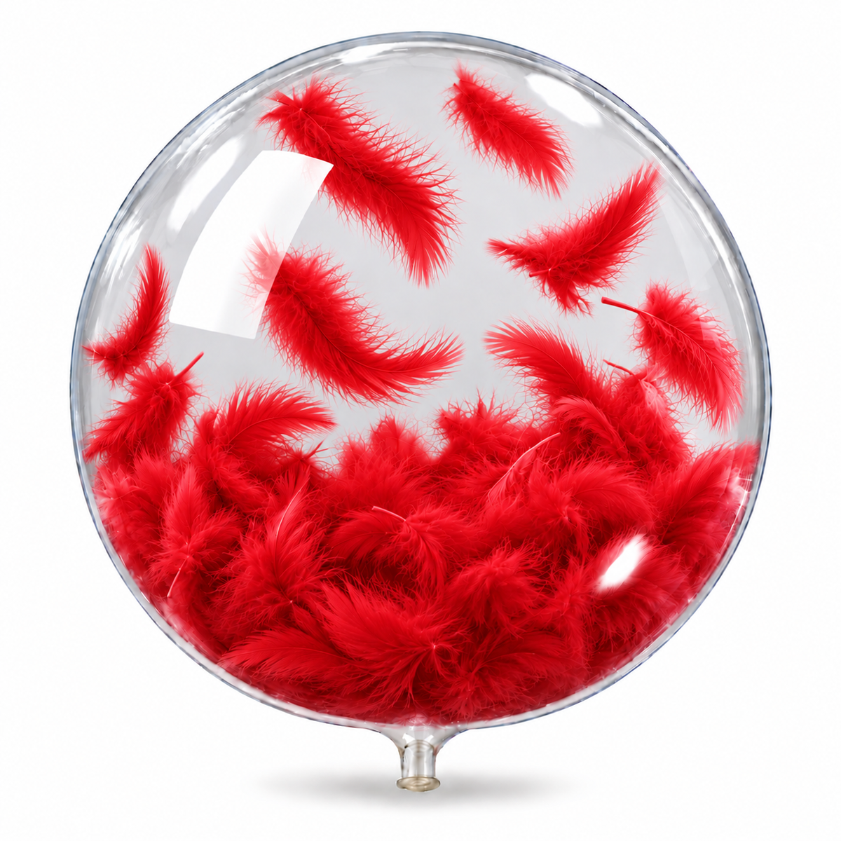 Globo burbuja 18 con plumas rojas