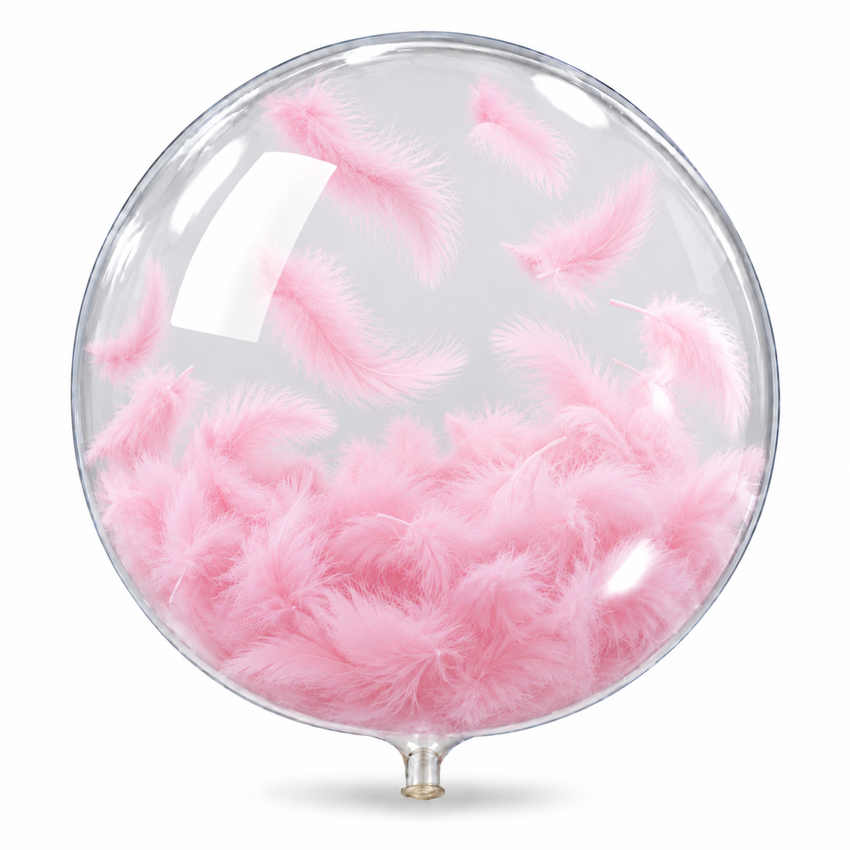 Globo burbuja 18 con plumas rosa bebé