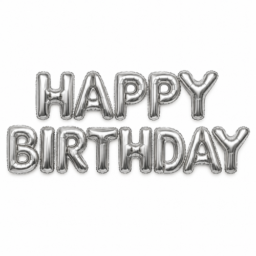 Banner Happy Birthday foil Plateado