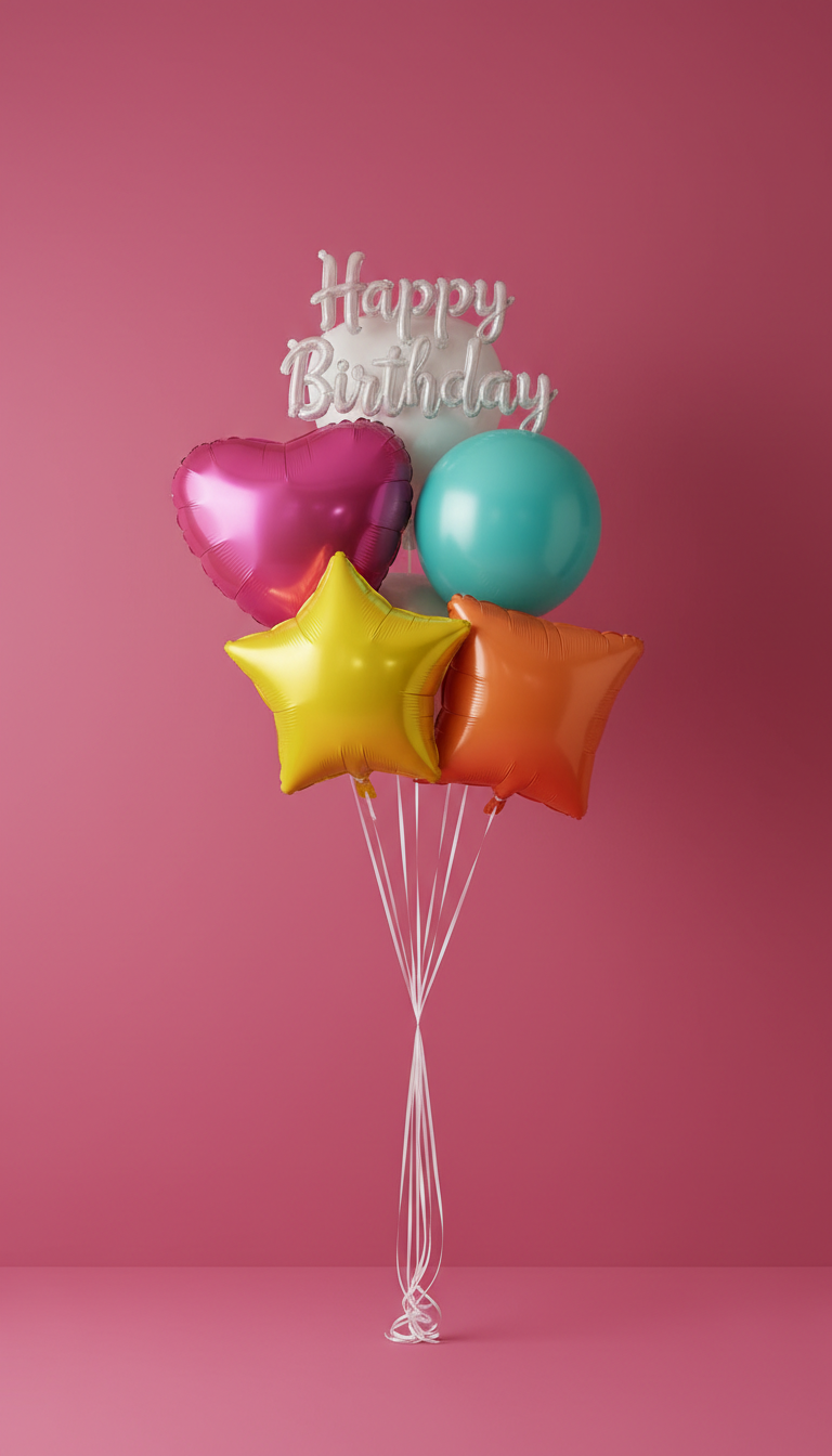 Ramo de globos para cumpleaños en tonos vibrantes