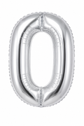 Globo número 0 foil 16" plata